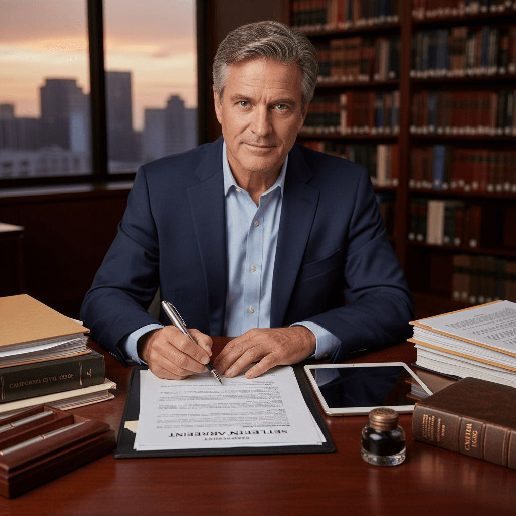 Settlement agreement being prepared in professional office